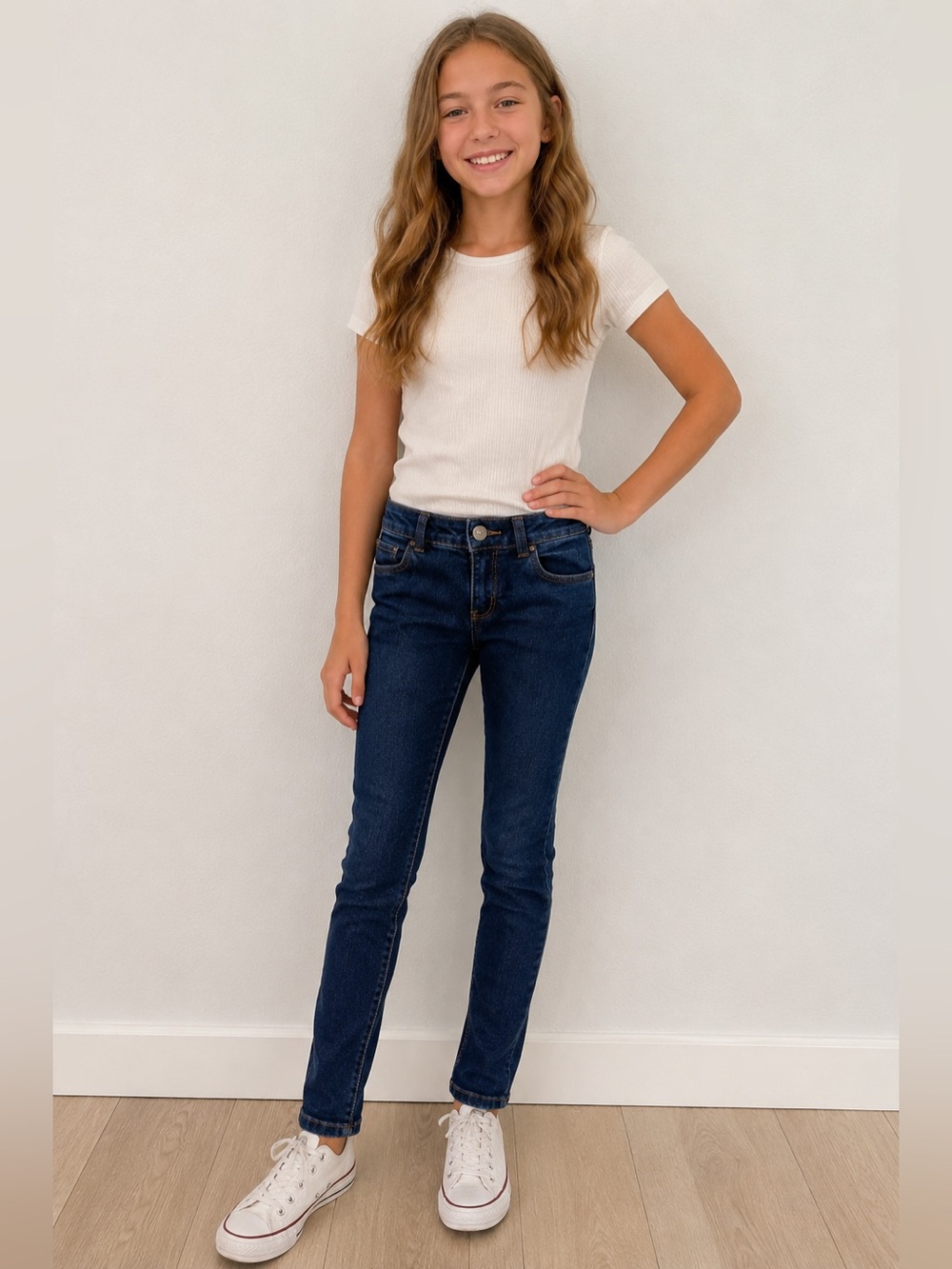 Arizona Girls Jeans Size 12 Slim Skinny Dark Wash Adjustable Waist Stretch Denim